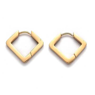 304 Stainless Steel Rhombus Huggie Hoop Earrings
