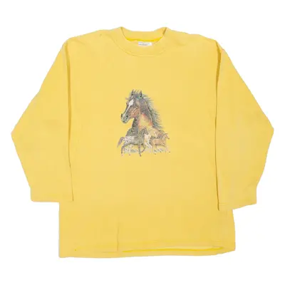 OHLALA Horses 3/4 Sleeves Womens Sweatshirt Yellow M