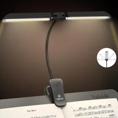 Vekkia 64 & 42 Led Rechargeable Music Stand Light - Folding Clip On Piano Lamp, Portable Professional with 5 Brightness×3 Co...