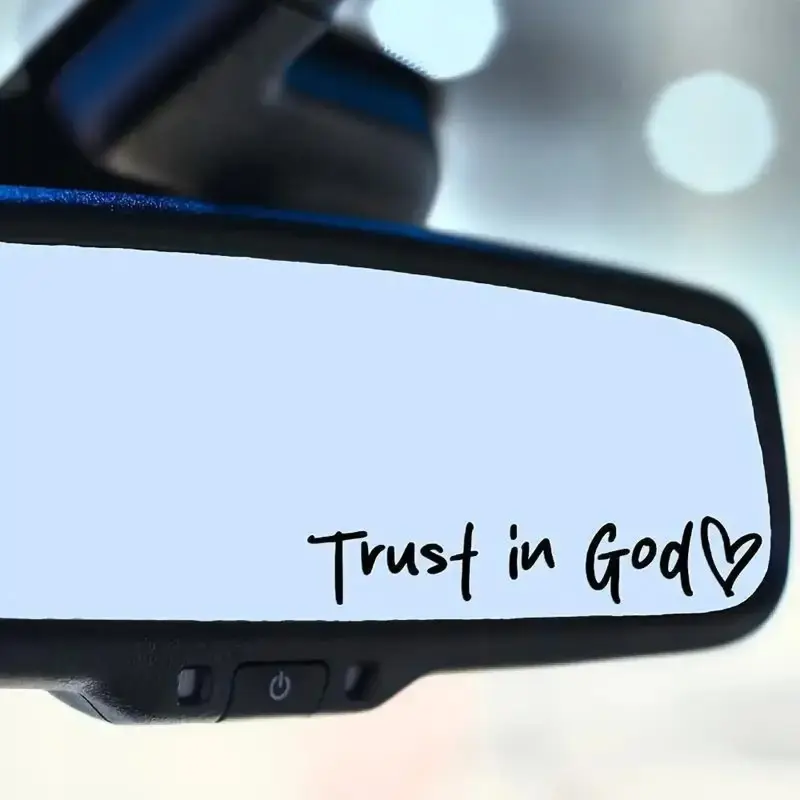 [4 Packs] Trust in God Car Rearview Mirror Sticker (black+white), Car Rearview Mirror Decal, Inspirational Vinyl Sticker, Ide...