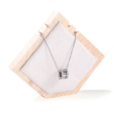 Pointed Pentagon Wood Covered with Velvet Two Necklaces Display Stands