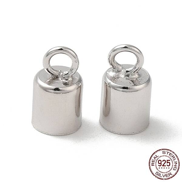 Anti-Tarnish Rhodium Plated 925 Sterling Silver Cord Ends
