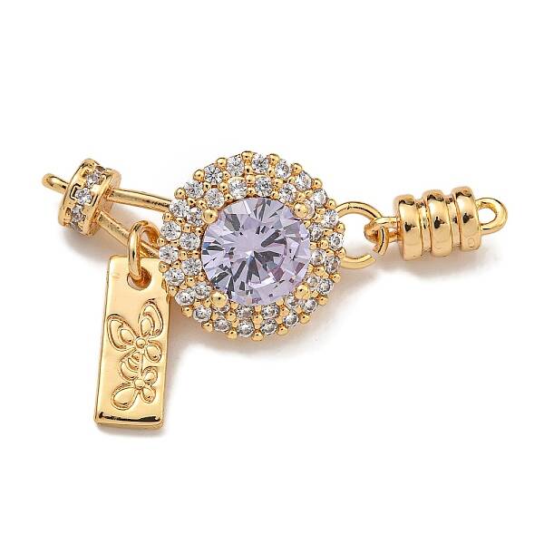 Brass Micro Pave Clear Cubic Zirconia Fold Over Clasps