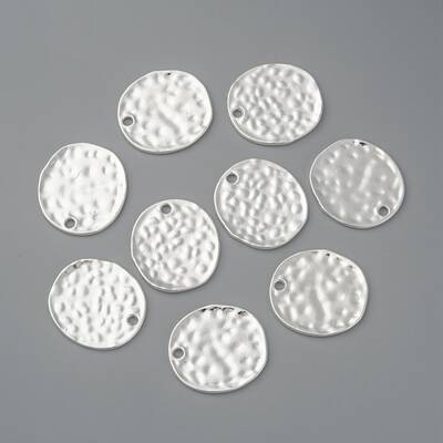 Alloy Blank Flat Round Hammered Pendants