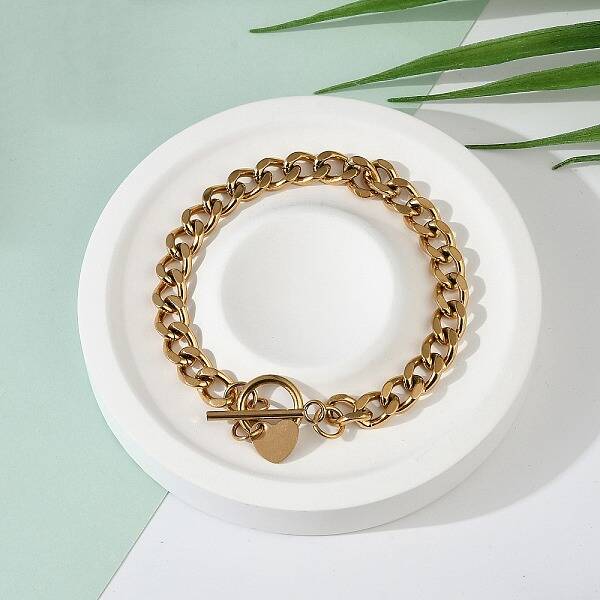 Ion Plating(IP) 304 Stainless Steel Curb Chain Bracelets
