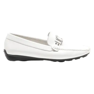 GEOX Loafer Shoes White Leather Womens UK 4
