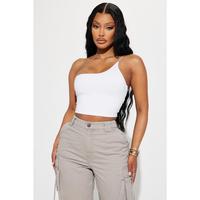 Selena One Shoulder Crop Top - White