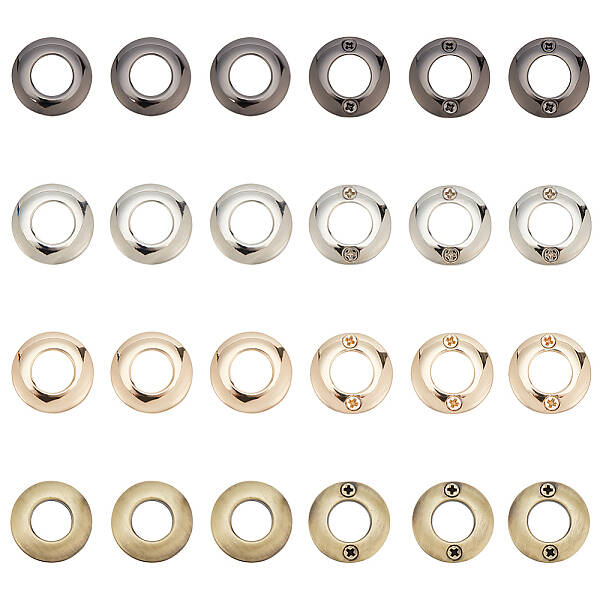 24Pcs 4 Colors Alloy Grommet Eyelet Findings