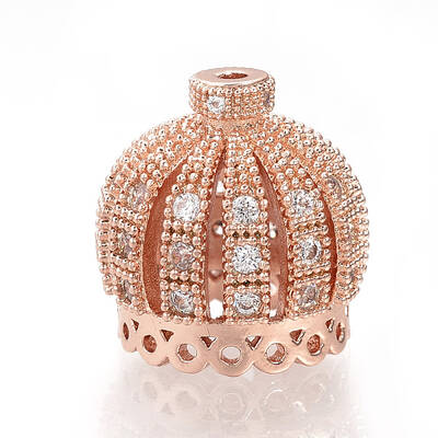 Brass Micro Pave Cubic Zirconia Beads