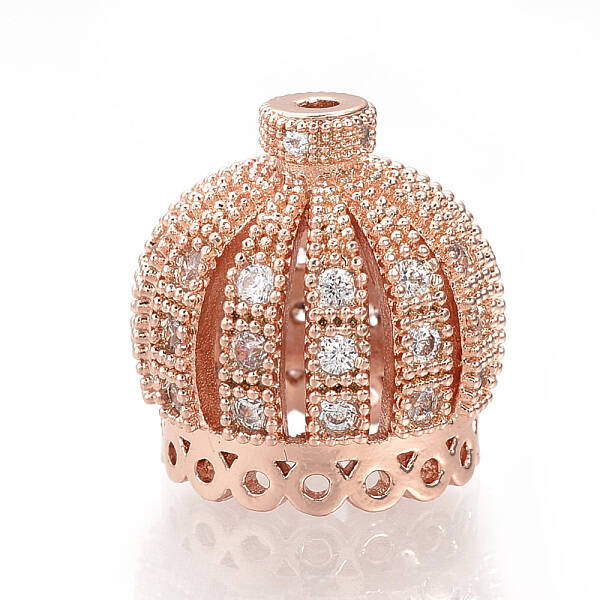 Brass Micro Pave Cubic Zirconia Beads