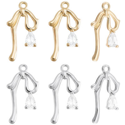 Beebeecraft 12Pcs 2 Colors Bowknot Charms 14K Gold Plated Brass Cubic Zirconia Bow Charms for Jewelry Making Earring Necklace...