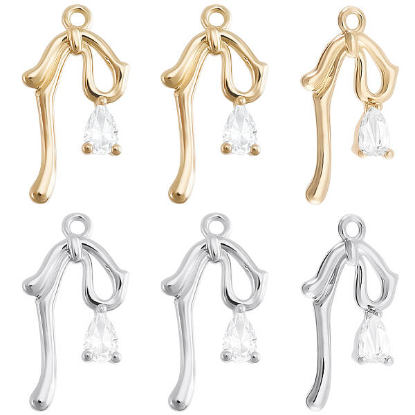 Beebeecraft 12Pcs 2 Colors Bowknot Charms 14K Gold Plated Brass Cubic Zirconia Bow Charms for Jewelry Making Earring Necklace...