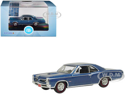 1966 Pontiac GTO Fontaine Blue Metallic 1/87 (HO) Scale Diecast Model Car by Oxford Diecast