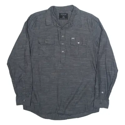 GUESS Slim Fit Mens Plain Shirt Grey Long Sleeve M