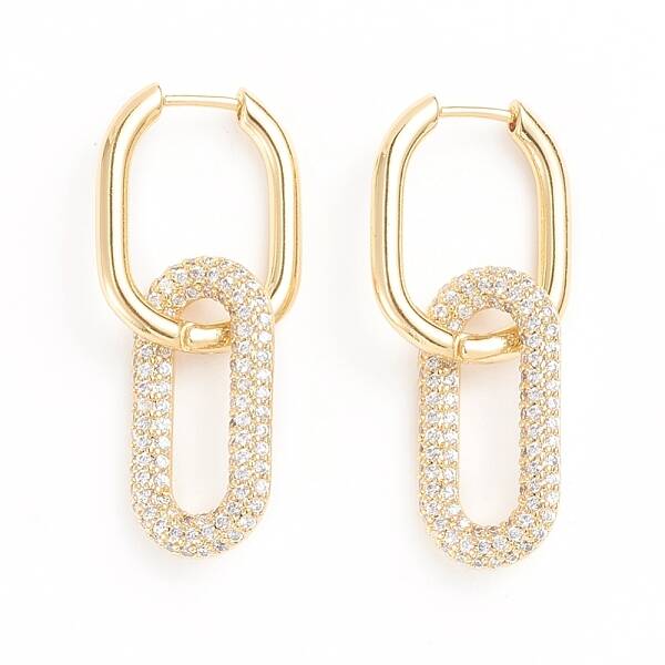 Brass Micro Pave Cubic Zirconia Huggie Hoop Earrings