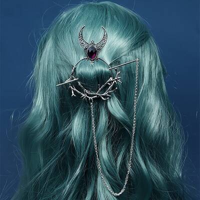 Gothic Witch Theme Branch Alloy Rhinestone Hair Cuff Pin