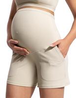 POSHDIVAH Creamluxe Maternity Shorts for Women with Pockets Pregnancy Biker Athletic Workout Yoga Short 6\