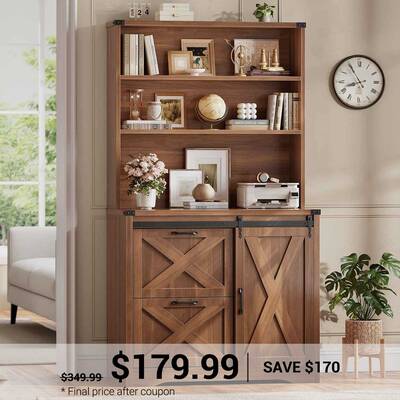 SEDETA ® 31.5 Inch Farmhouse File Cabinet with 2 Drawer Printer Stand Storage Shelf Sliding Door Filing Cabinet fits Letter ...
