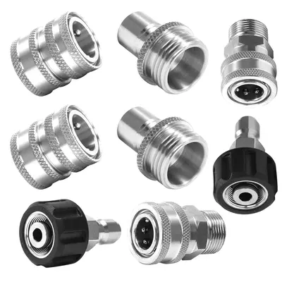 M MINGLE Cleaning Machine Adapter Set, Car Cleaning Kit, Car Wash Tool Accessories, Stainless Steel Quick Disconnect Kit, Pr...