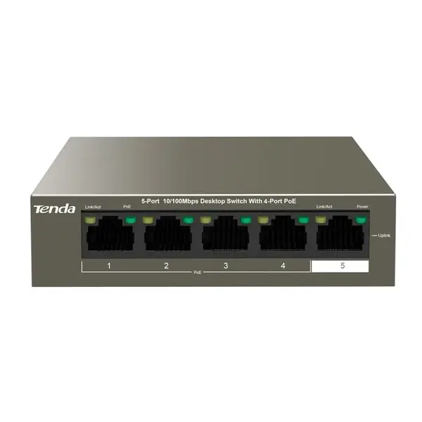 TEF1105P-4-63W Tenda 5-Port 10/100Mbps Desktop Switch with 4-Port PoE