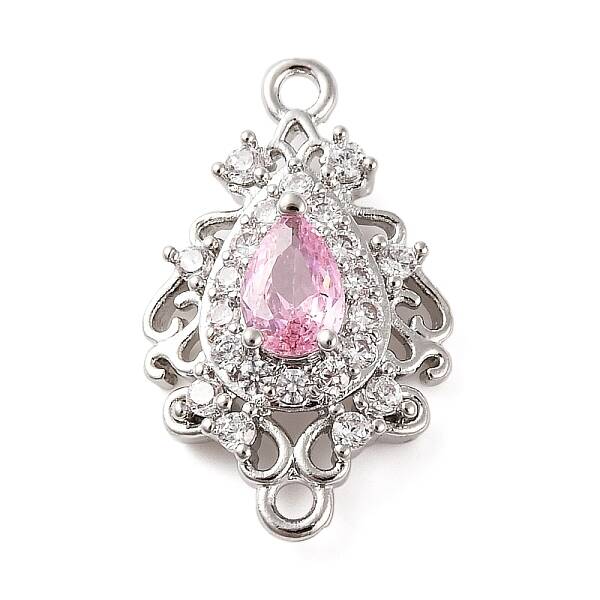 Brass Pave Cubic Zirconia Connector Charms
