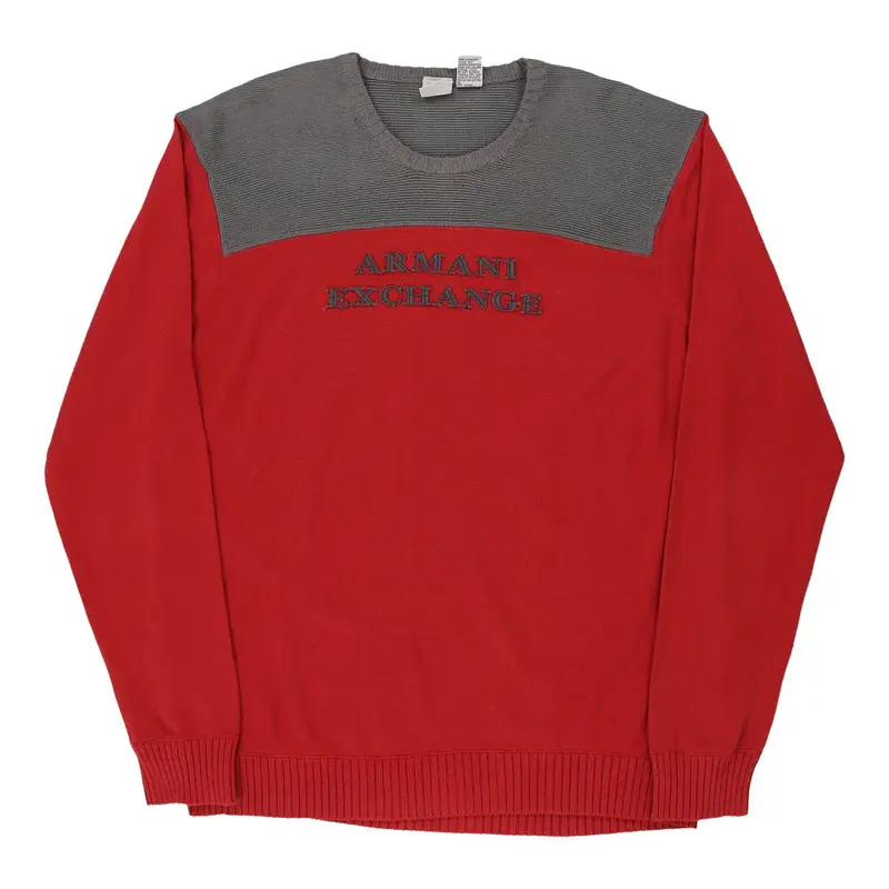 Armani Exchange Spellout Jumper - XL Red Cotton Blend