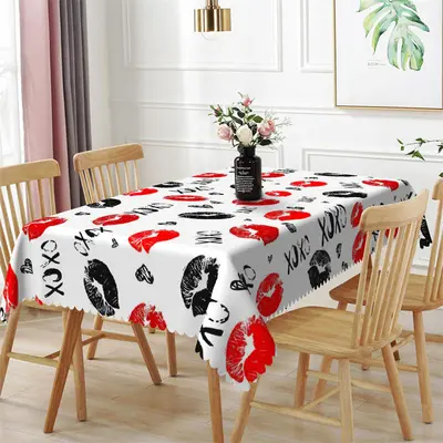Dense Lip Print Valentines Day Rectangle Tablecloth - Aperturee