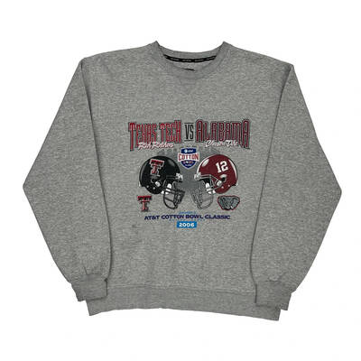 Texas Tech Vs Alabama Gear Ncaa Sweatshirt - XL Grey Cotton