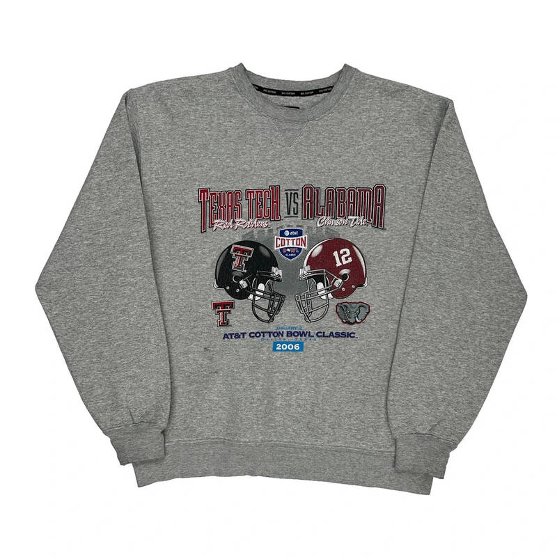 Texas Tech Vs Alabama Gear Ncaa Sweatshirt - XL Grey Cotton
