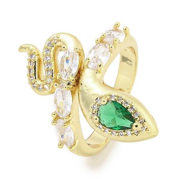Brass Micro Pave Cubic Zirconia Cuff Rings