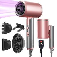 Professional Hair Dryer, 1 Set Foldable Hair Dryer with Diffuser & Concentrator & Hanging Rack, US Plug Fast Drying Hair Blow...