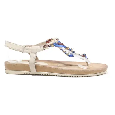 TAMARIS Strappy Sandals Beige Leather Womens UK 6