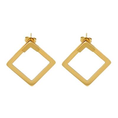 Ion Plating(IP) 304 Stainless Steel Hollow Rhombus Stud Earrings
