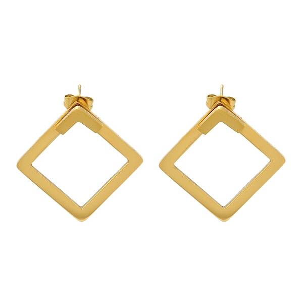Ion Plating(IP) 304 Stainless Steel Hollow Rhombus Stud Earrings