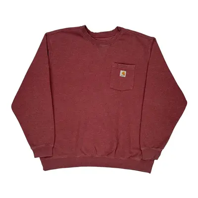 Carhartt Sweatshirt - 2XL Burgundy Cotton Blend | Size: xx-large