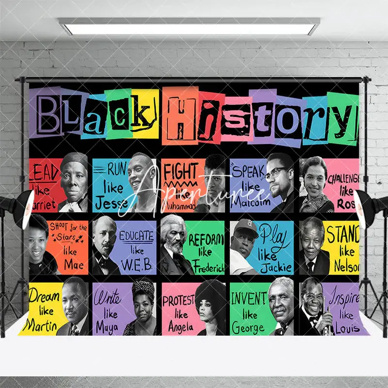 Aperturee Colorful Hero Wall Black History Month Backdrop, 3X2FT(1MX0.6M), 14 USD, black history month backdrops, DMHD5Y81-M
