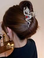 Women's Elegant Rhinestone Decorated Dragon Shaped Design Hair Claw,  Exquisite Trendy Hair Claw, Chic Hair Accessories for H...