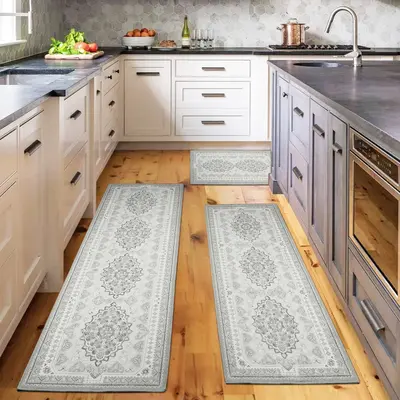 Boho Kitchen Rugs Sets of 3 Piece,Farmhouse Kitchen Area Rug Floor Carpet Runner Rugs,Non Slip Washable Kitchen Mats Set for ...