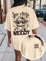 Women's Cartoon  Cow & Letter Print Round Neck Tee, Fashion Casual Short Sleeve T-shirt, Ladies Summer Clothes for Daily Wear