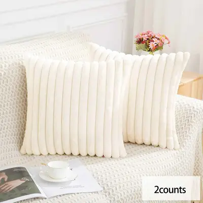 Solid Color Faux Fur Throw Pillow Case, 2/4 Counts Soft Comfortable Breathable Pillow Cover, Pillow Protector for Home Sofa B...