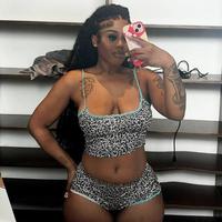 Sexy Casual Leopard Print Cami Top & Mid Waist Shorts Two Piece Set Contrast Lace Straps Trim for Women Summer Beach Vacation...