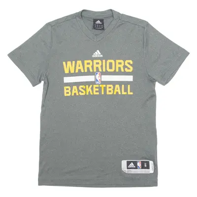 ADIDAS NBA Warriors Basketball Mens T-Shirt Grey USA Crew Neck S