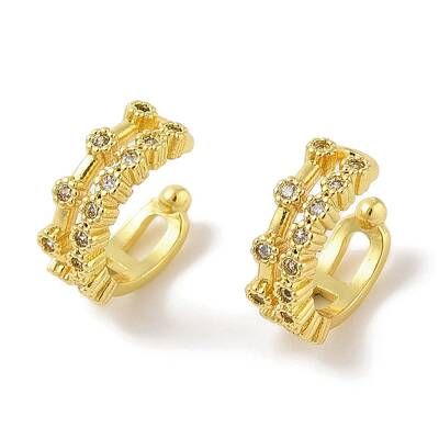 Brass Micro Pave Clear Cubic Zirconia Cuff Earrings for Women