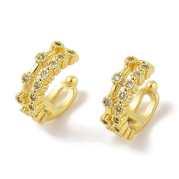 Brass Micro Pave Clear Cubic Zirconia Cuff Earrings for Women