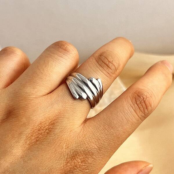 304 Stainless Steel Open Cuff Rings for Women