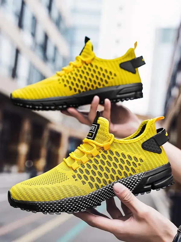 Men's Sporty Lace Up Low Top Sneakers, Lightweight Breathable Comfortable Running Shoes, Sports Shoes for Daily Wear