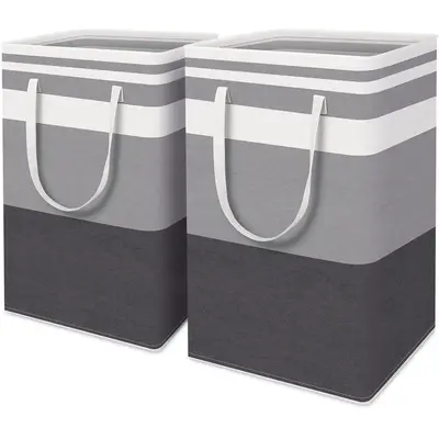 2 Pack Large Laundry Basket 75L - Waterproof Freestanding Clothes Hamper, Tall & Collapsible, Ideal for Laundry Toys and Dorm...