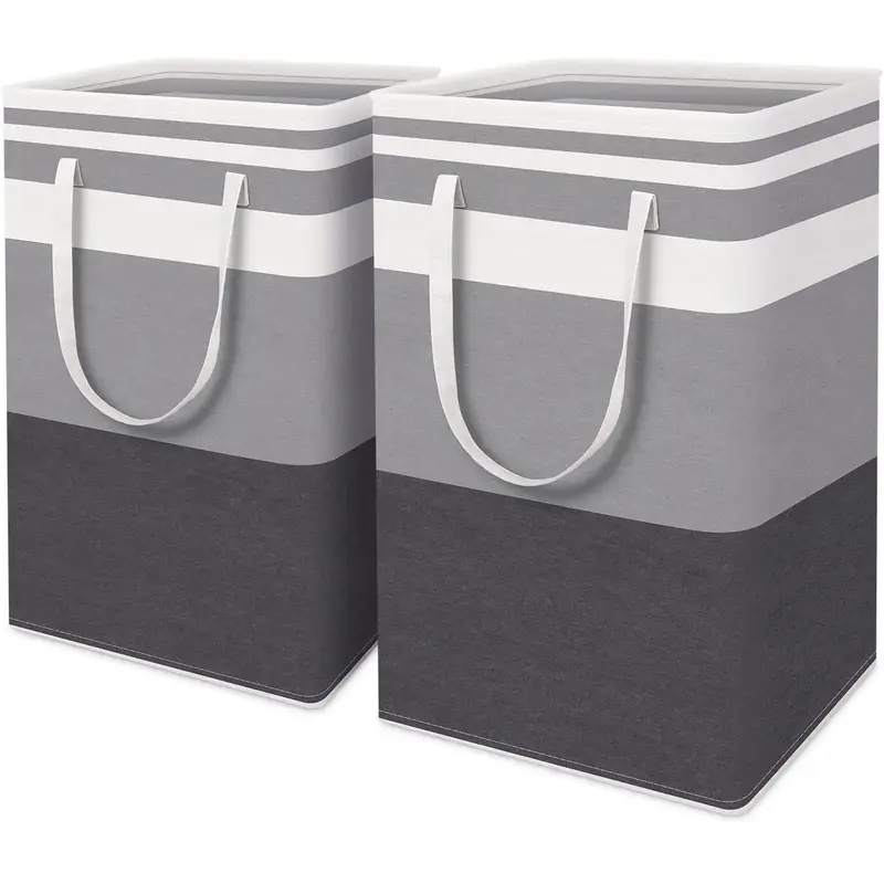2 Pack Large Laundry Basket 75L - Waterproof Freestanding Clothes Hamper, Tall & Collapsible, Ideal for Laundry Toys and Dorm...
