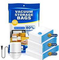 Vacuum Storage Bags with Hand Pump, Multiple Sizes Plastic Packaging Bags, 80% Space Saver Vacuum Seal Bags for Clothing, Tra...
