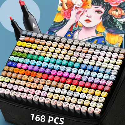 168/120/80/60/24 Colors Alcohol Markers Artist Drawing Painting and Sketching Art Dual Tip Markers for Book Painting Card Mak...